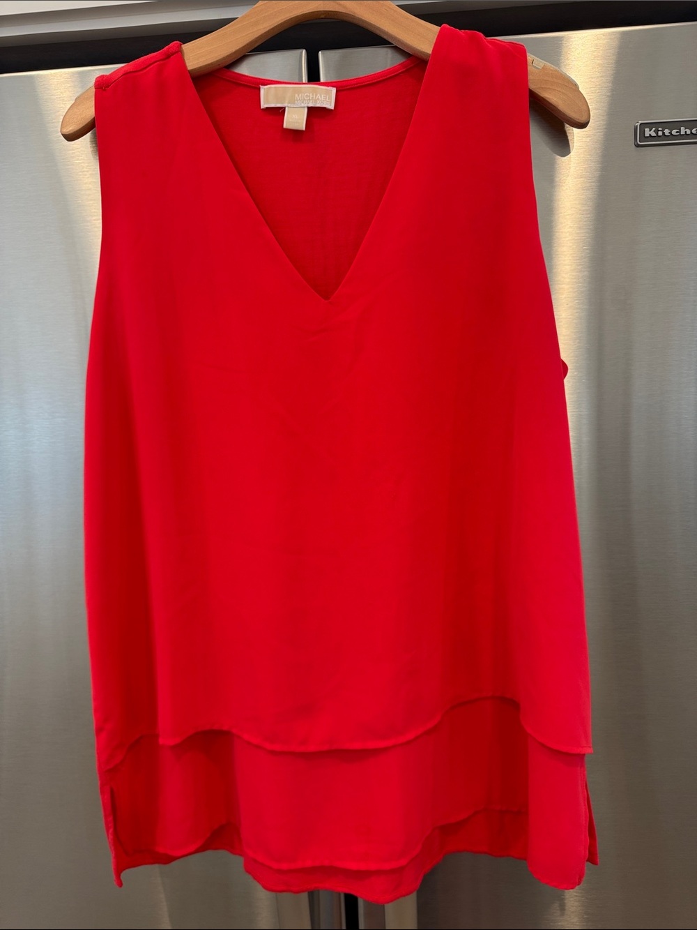 Michael Kors Red V-Neck Layered Sleeveless Camisole XL